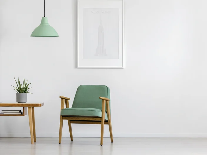 Retro armchair in bright interior