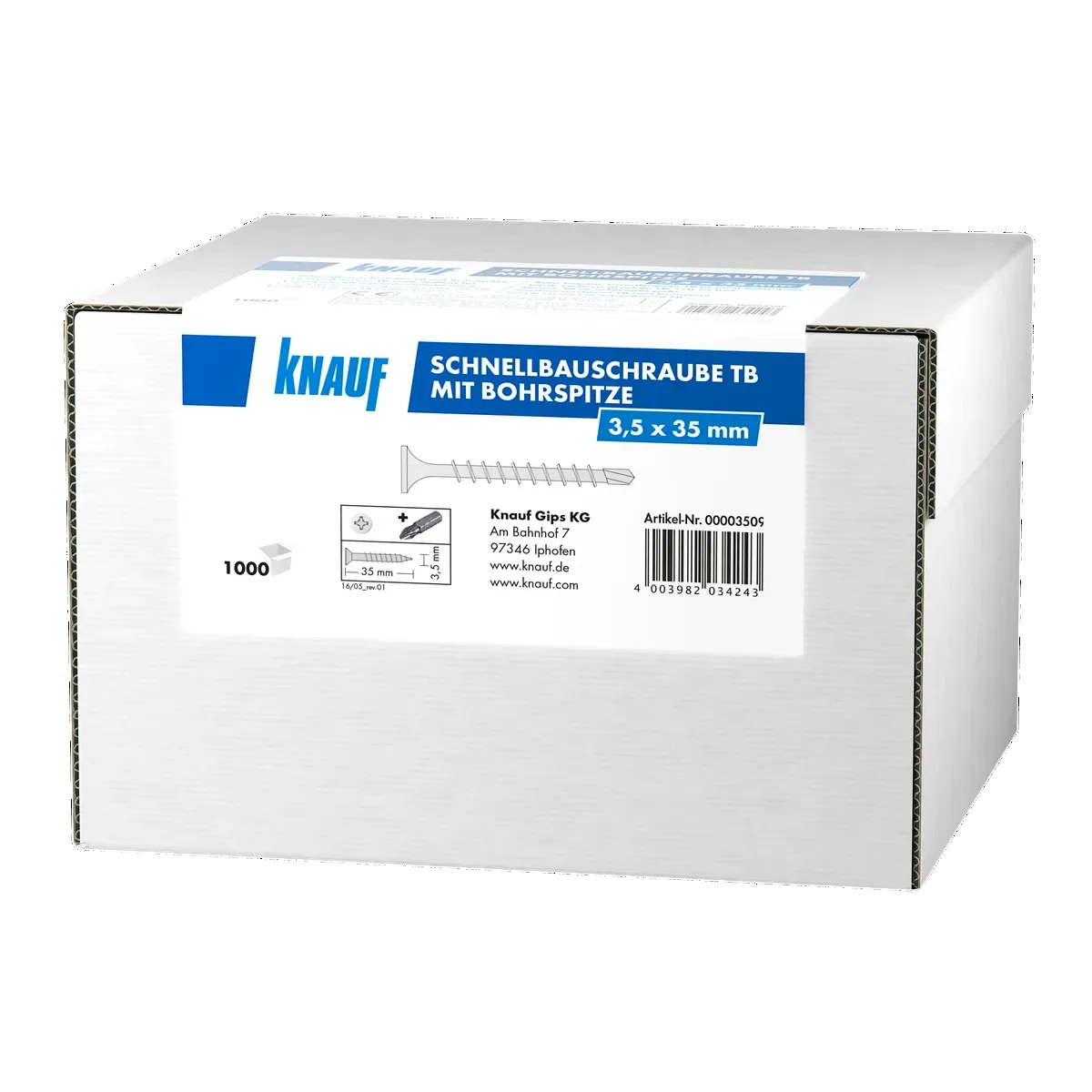 Knauf - Schnellbauschraube TB mit Bohrspitze - 4003982511843_Schnellbauschraube-TB-mit-Bohrspitze_front_35mm_1000St