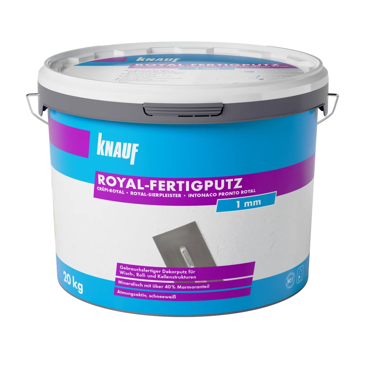 Knauf - Royal-Fertigputz 1 mm - 4006379051823_Royal-fertigputz-1mm_front_20kg