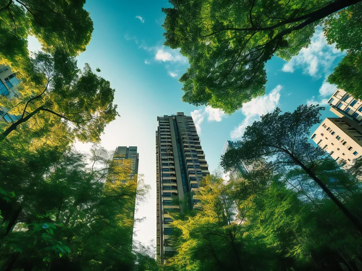 Sustainability Image - View Through Tall Buildings with Greenery