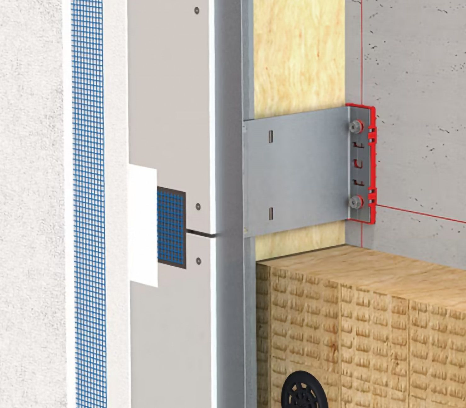 Render close up sistema Aeroskin con mensole MFT FOX-VI