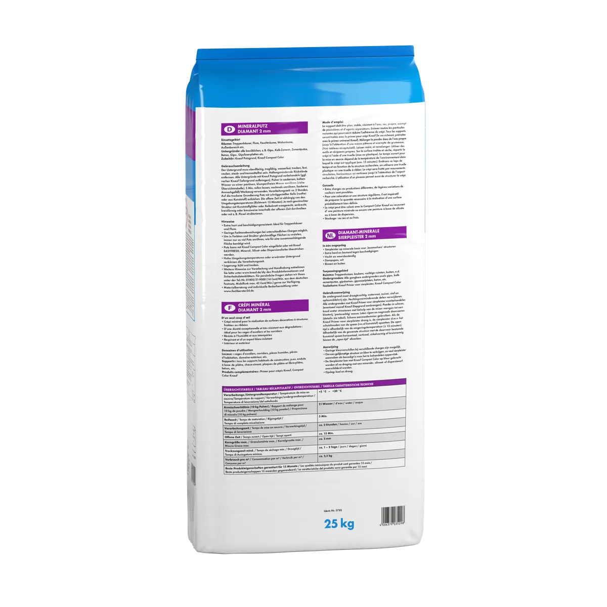Knauf - Mineralputz Diamant 2 mm - 4006379035298_Mineralputz-diamant-2mm_back_25kg