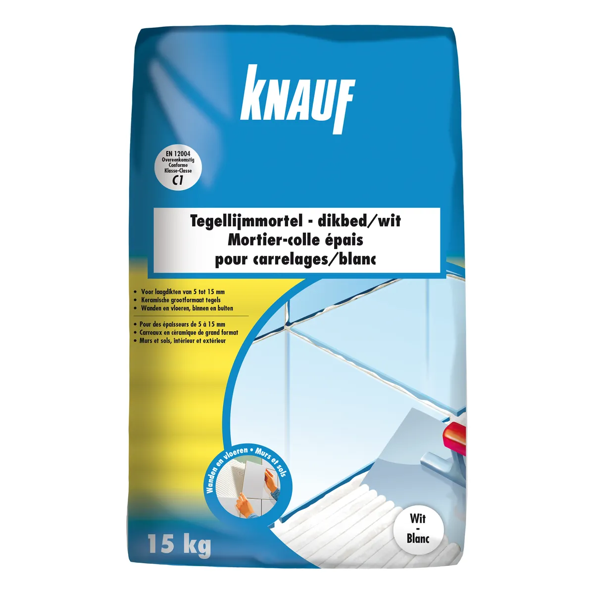 Knauf - Mortier-colle épais pour carrelages - Mortier-colle_épais_blanc_15kg_PACK-PROD_C1N1_R