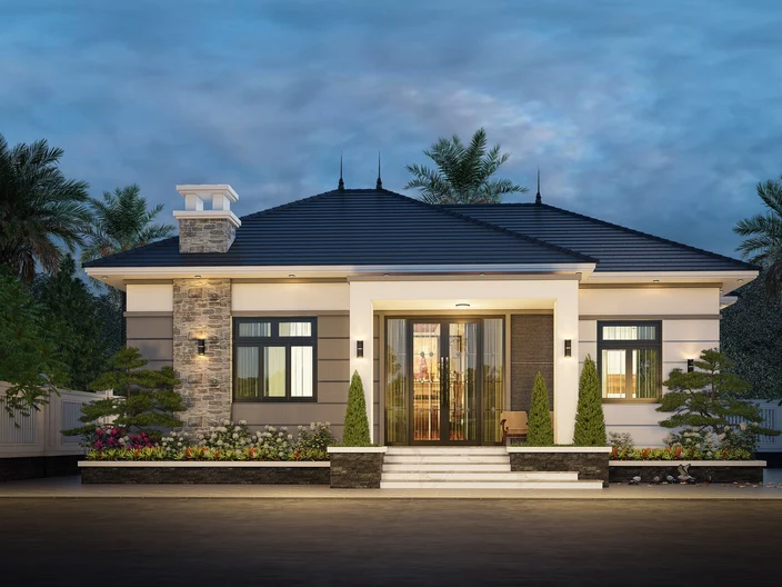 Nhà cấp 4 mái nhật 4 phòng ngủ