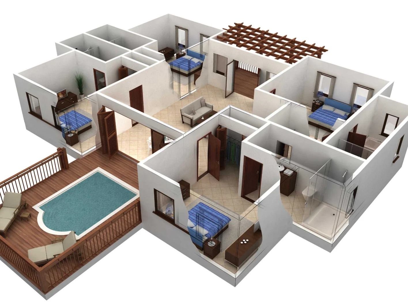 Nhà cấp 4 mái nhật 4 phòng ngủ