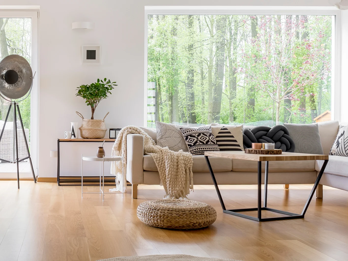 Living room with big windows
