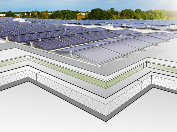 Flachdach massiv, Sanierung mit Solar, Image