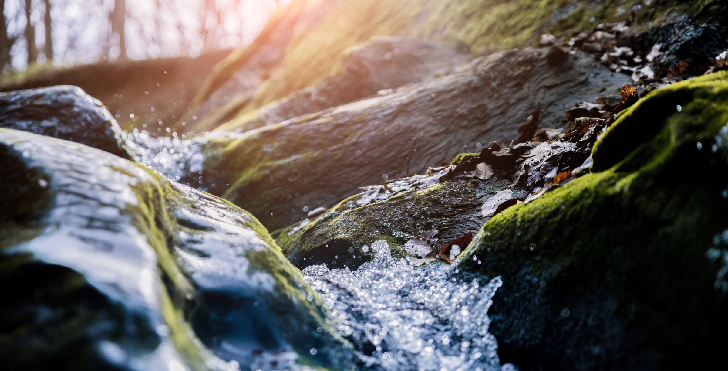 water flowing over rocks