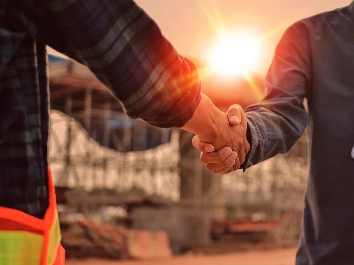Building team shake hand Success agreement project building construction