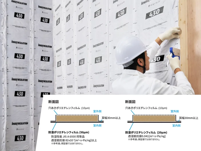 JP Knauf Insulation Encapsulated install image with film diagram for residential