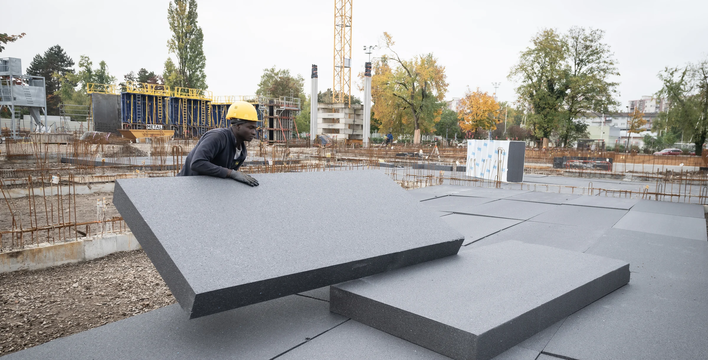 Chantier Collège François Villon à Mulhouse Isolant Knauf XTherm dalle portée RC30 