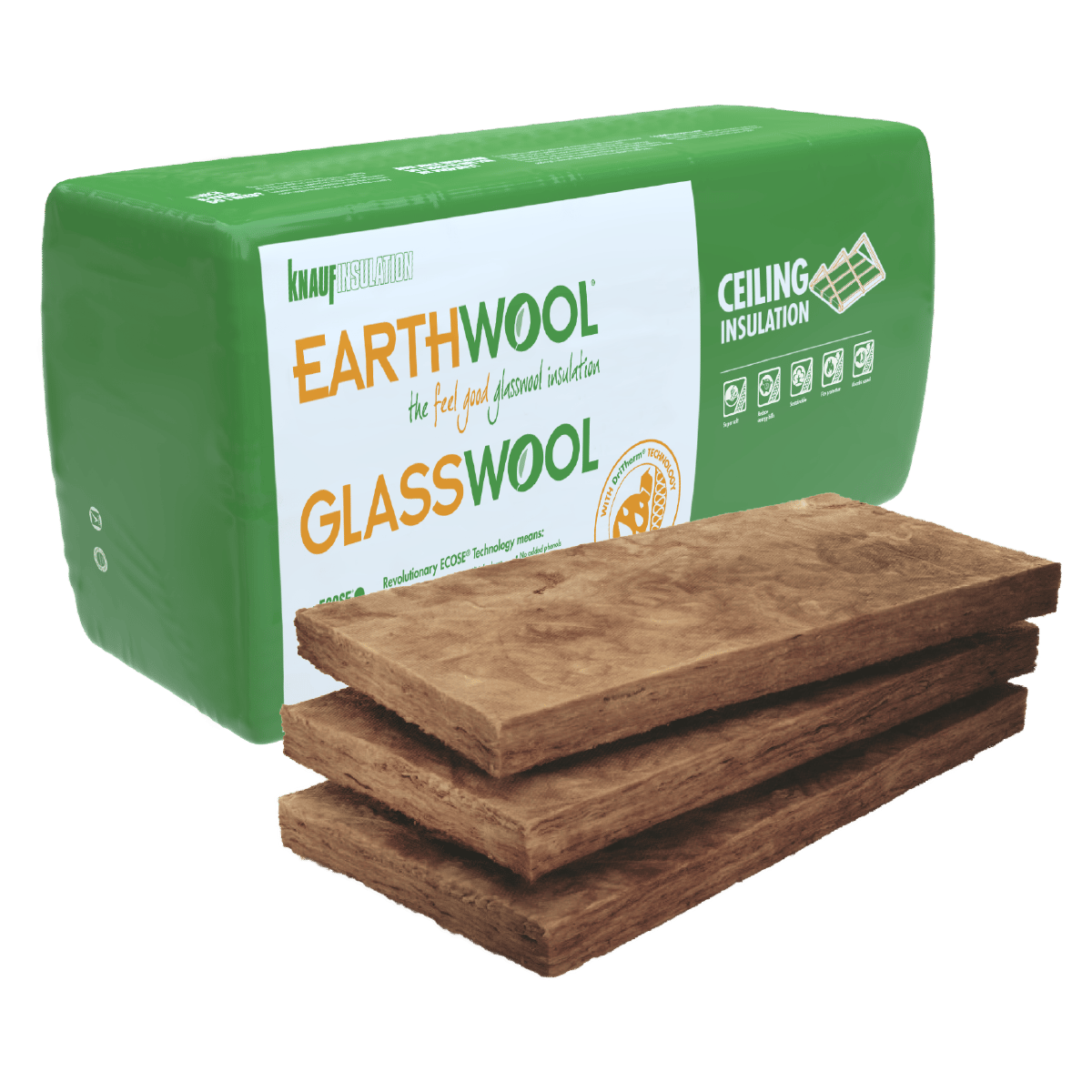 Earthwool Glasswool Ceiling Pack and Batts