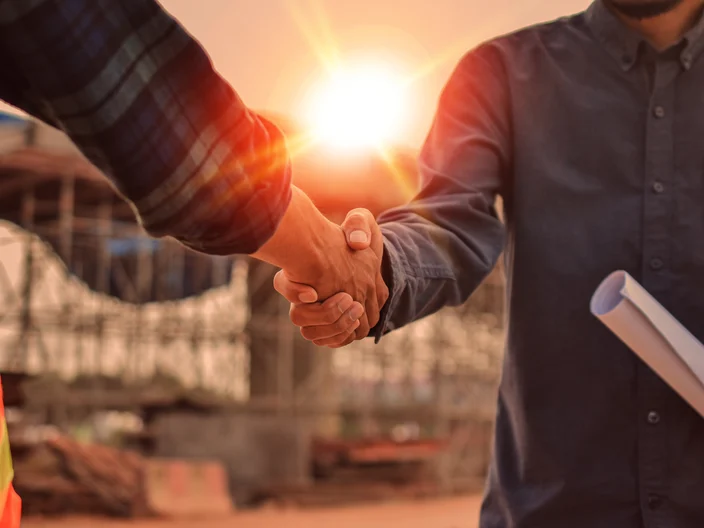 Building team shake hand Success agreement project building construction