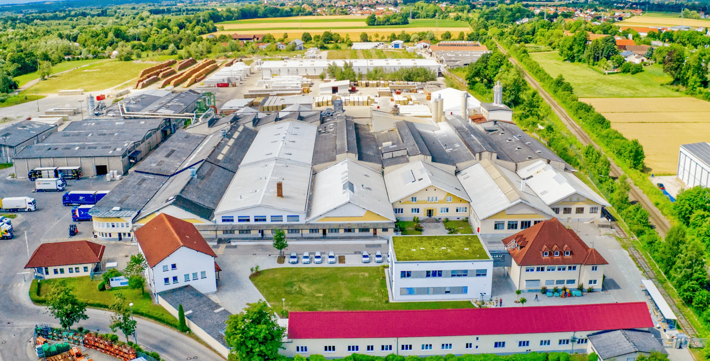 Knauf Werk Simbach Holzwolle Luftaufnahme
