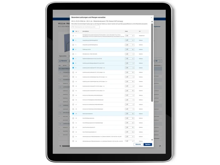 Systemfinder-Tablet mit Zulagen